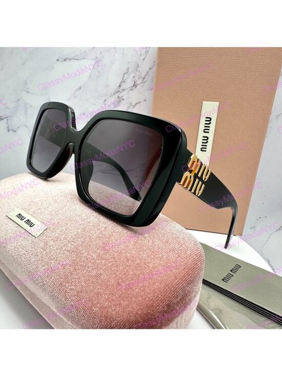 New MIU MIU Sunglasses Black Square Gold Full Rim 56mm MIU MIU main image 10